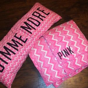 Victoria's secret pink cheveron comforter & body pillow